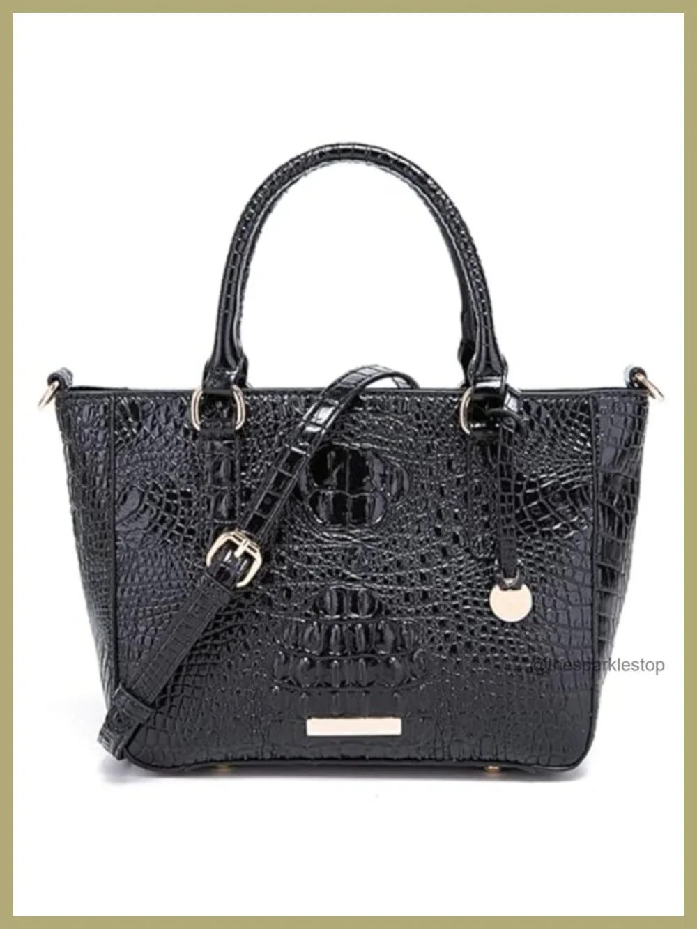 Women's Croc Embossed Faux Leather Tote Satchel Purse with Zipper Compartments